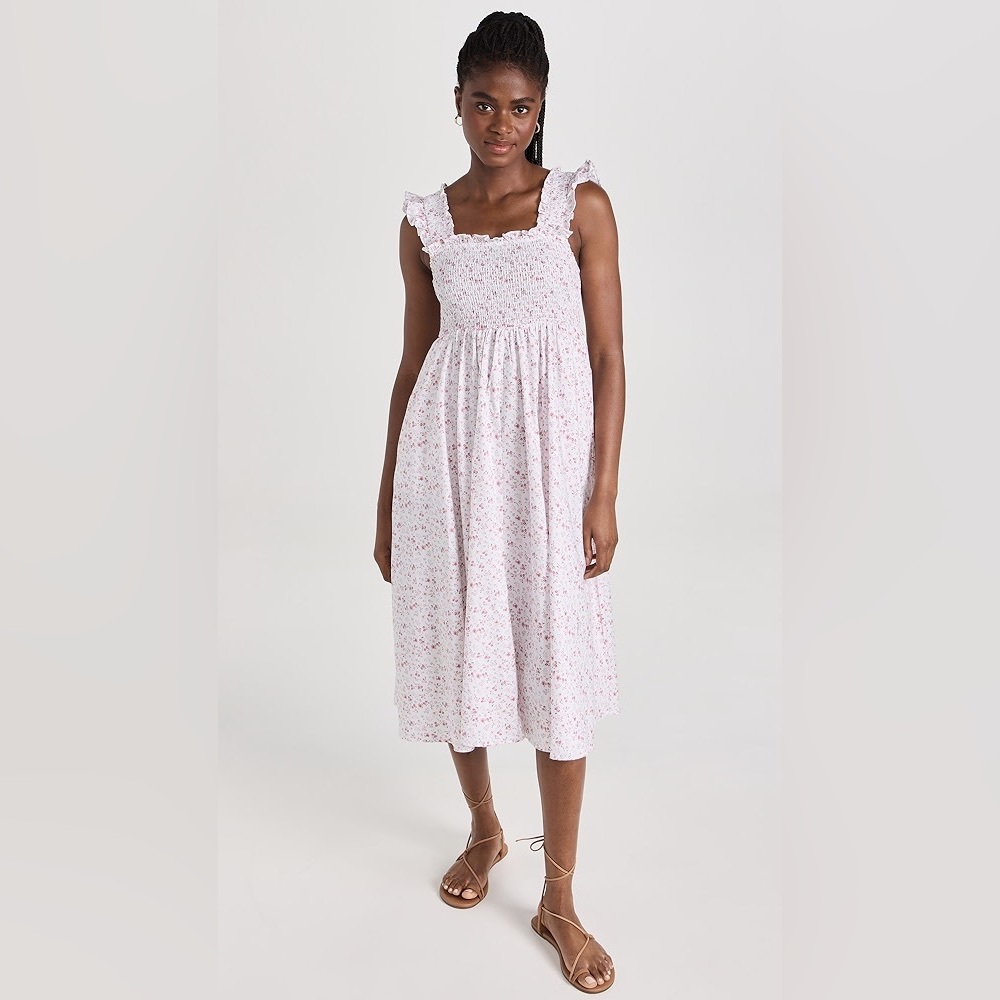 Women’s Pink Floral Smocked Midi Dress